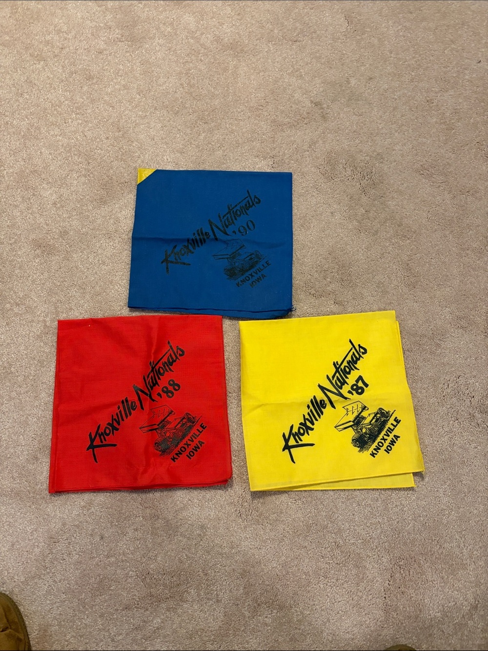 Knoxville Nationals 3-Pack Vintage Bandanas — Blue, Red, Yellow